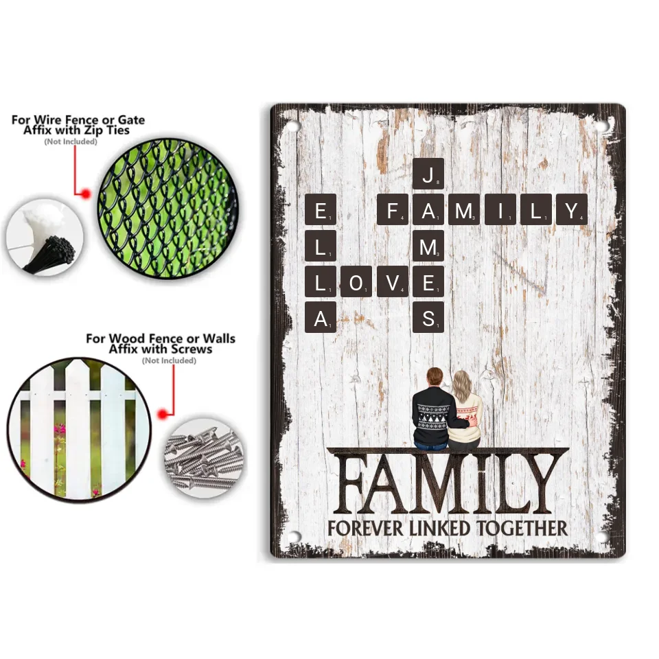 Custom Family Wall Art - Personalized Family Print and Scrabble Word Metallic Painting - Gifts For the Family,Yourself