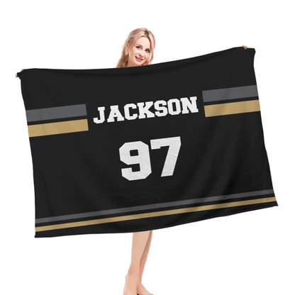 Custom Hockey Blankets - Personalized Soft Flannel with Name, Number & Team Colors, Gift for Field Hockey Players & Fans