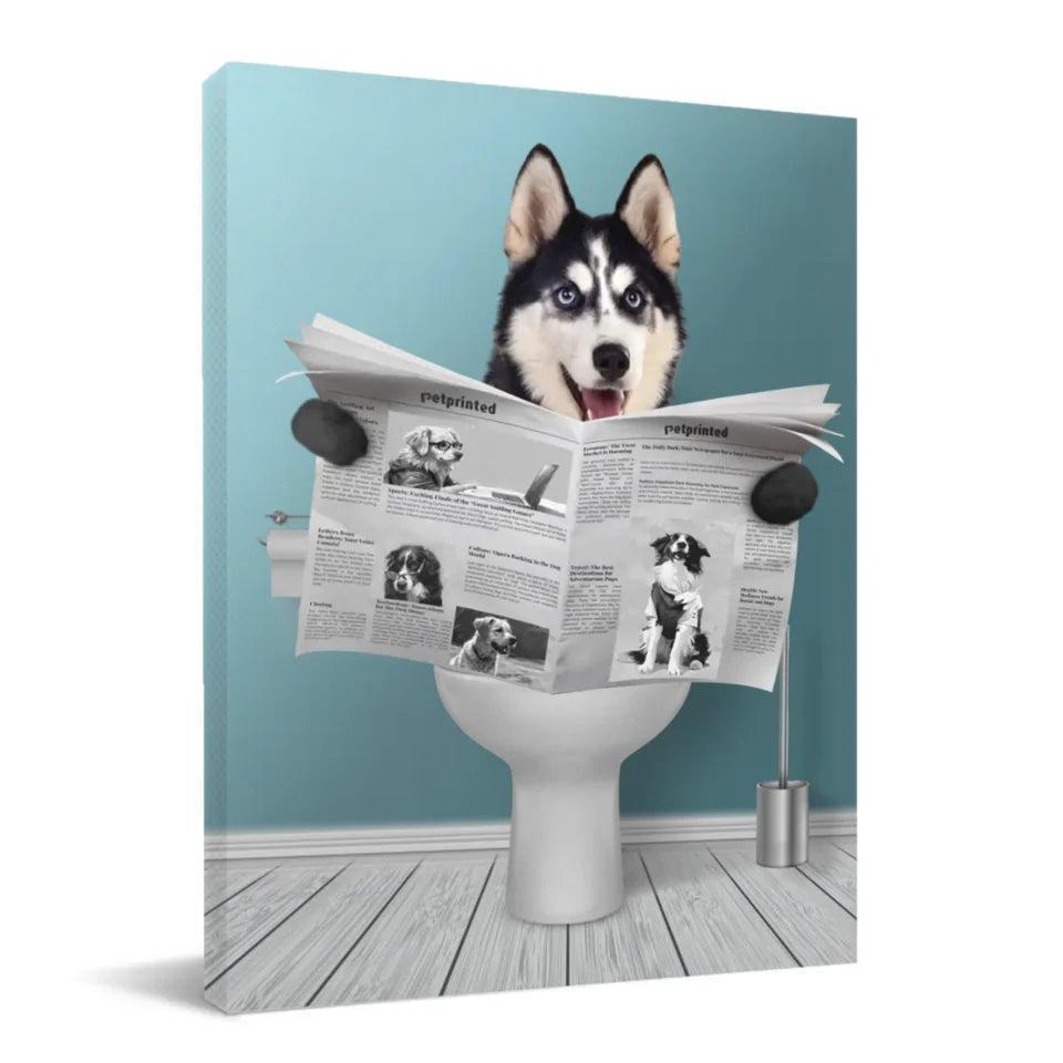 Custom Pet Newspaper Wall Art - Personalized Pet Photo & Background Color, Unframed Canvas, Fun Gift for Pet Owners & Lovers