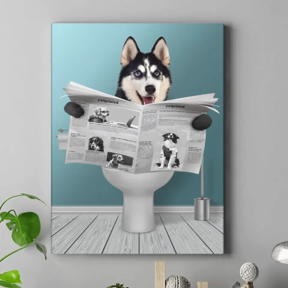 Custom Pet Newspaper Wall Art - Personalized Pet Photo & Background Color, Unframed Canvas, Fun Gift for Pet Owners & Lovers