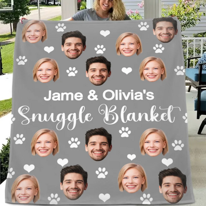 Customized Snuggle Blanket - Personalized Photo And Name Flannel Blanket - A Gift for Couples,Friend,Family