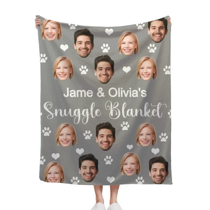 Customized Snuggle Blanket - Personalized Photo And Name Flannel Blanket - A Gift for Couples,Friend,Family