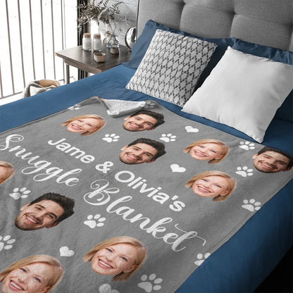 Customized Snuggle Blanket - Personalized Photo And Name Flannel Blanket - A Gift for Couples,Friend,Family