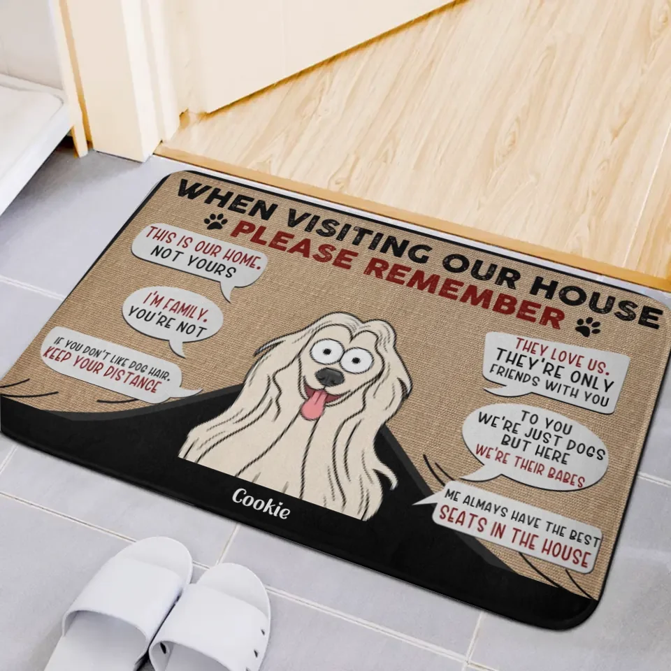 Custom Dog Entry Mats - Personalized Flannel Mats with Cartoon Dog Breeds & Names, Funny Gifts for Dog Owners, Lovers & Family