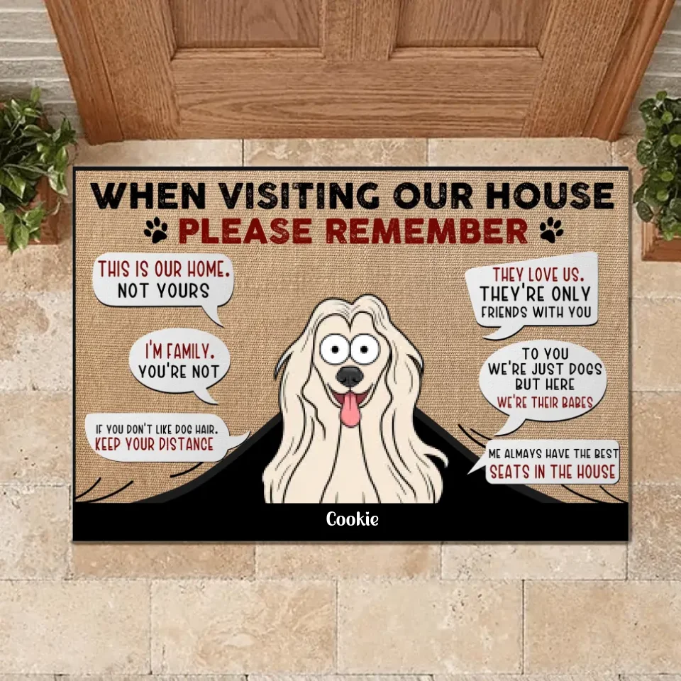 Custom Dog Entry Mats - Personalized Flannel Mats with Cartoon Dog Breeds & Names, Funny Gifts for Dog Owners, Lovers & Family