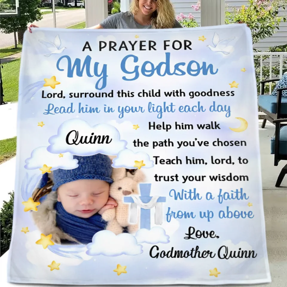 Customized Blanket Gifts for Baby - Personalized Baby Photo And Name Blanket Two Colors To Choose From - A Gift For Grandchildren,New Parents