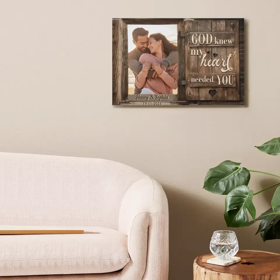 Custom Couple's Photo Canvas Painting - Personalized Photo, Date, and Name Art - Unframed Decor - Gifts for Husband, Wife, Family