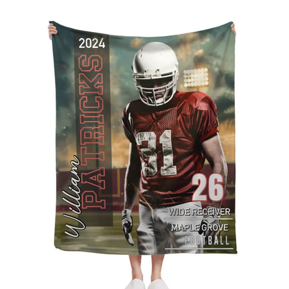 Customized Blankets For Ballpark Scenes - Soft Keepsake Blanket Personalized With Name, Team Name And Photo - A Gift For Sports Lovers,Ballplayers