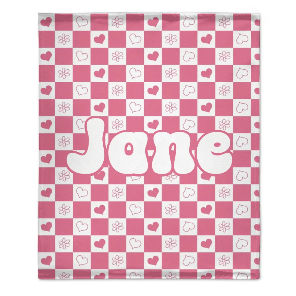 Customized Checkerboard Plaid Blanket - Personalized Name Multicolor Plaid Blanket - A Gift For Children,Baby,Friend