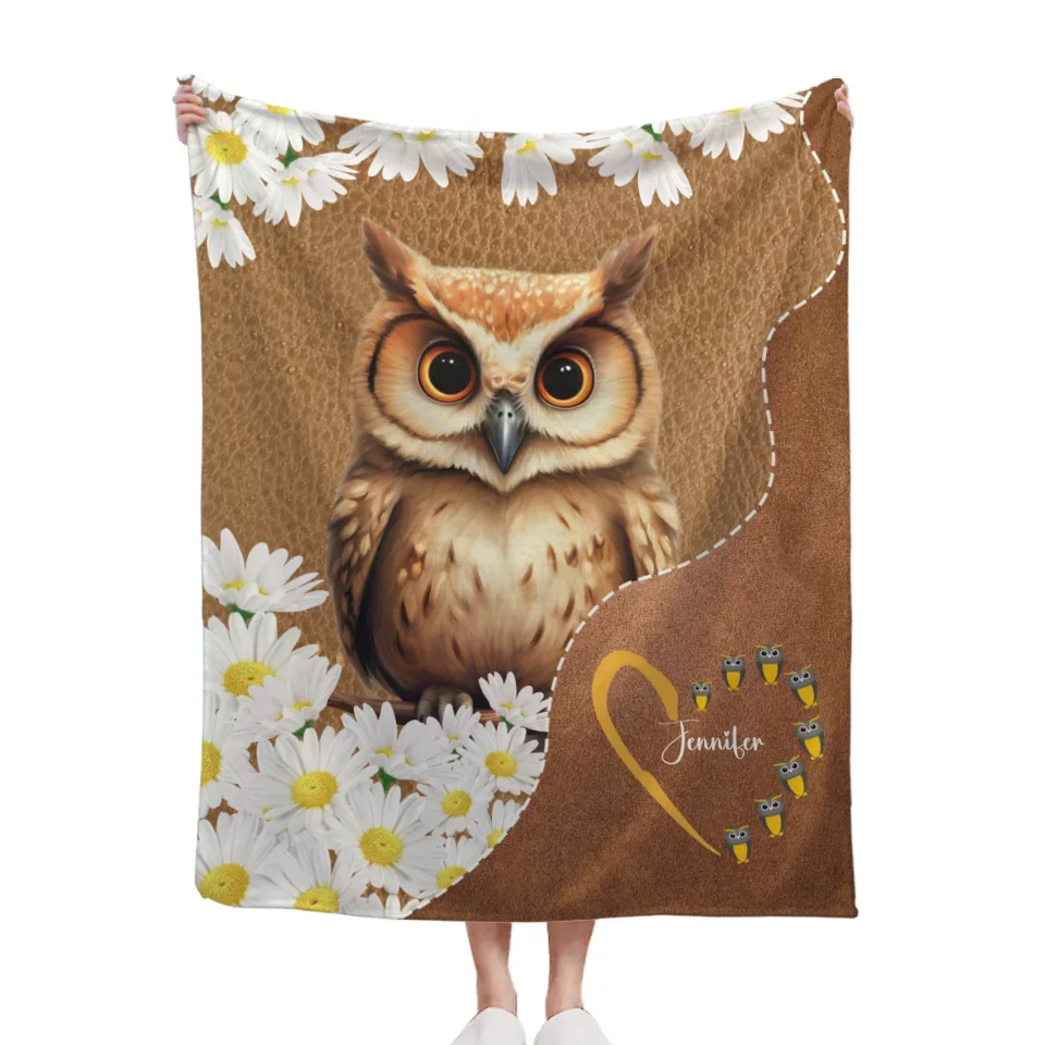 Customized Owl Blanket - Cute Owl Blanket with Personalized Name - A Gift For Friend,Colleagues,Owl Lover,Bird Lover