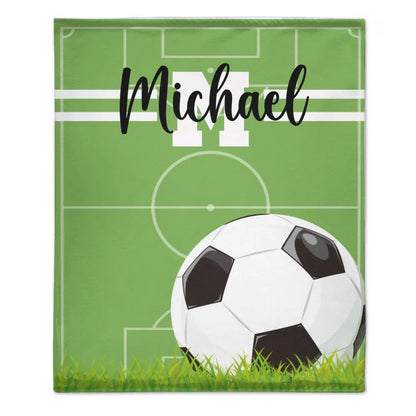 Personalized Name Custom Kids Soccer Blanket - Gifts for Kids Who Love Soccer