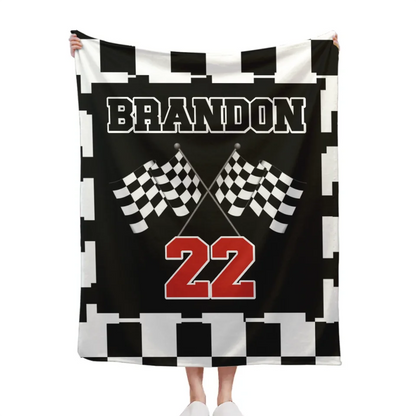 Customized Black and White Chevron Blanket - Personalized Name and Number Black and White Flag Pattern Blanket - A Gift For Friend,Colleagues