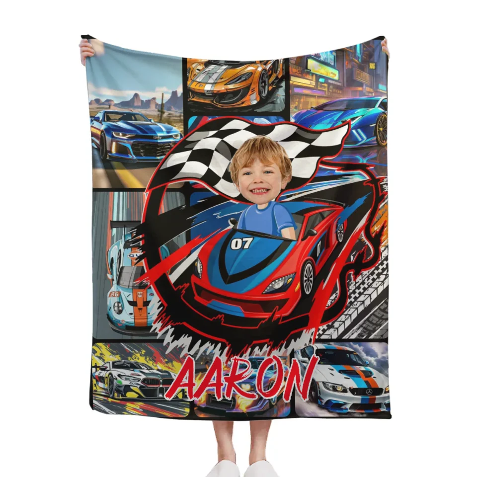 Custom Blanket Personalized Fantasy Car Truck Blanket - Gift for a child who loves car racing!