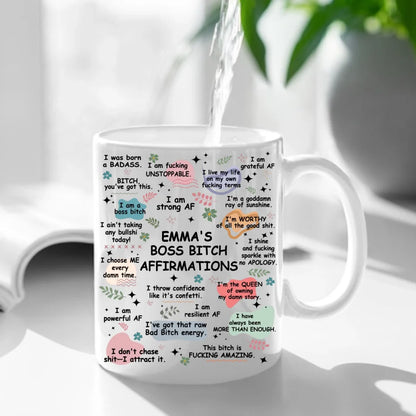 Custom B*tch Themed Fun Mug - Personalized Title and Name Mug in Cute Matching Colors - A Gift For Friend,BFF,Colleagues