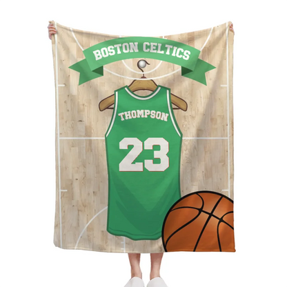 Customized Basketball Scene Blankets - Personalized Team Name,Name and Number Basketball Themed Blanket - A Gift For Basketball Player,Basketball Lover