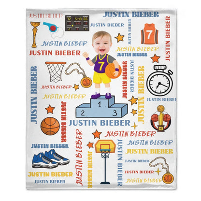 Customised Sports Style Blanket - Personalised Name and Photo Sports Boy Blanket - A Gift For Children,Boy,Sport Lover