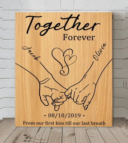 Customized Couple Memorial Wall Art - Personalized Couple's Name and Date Unframed Canvas Decorative Painting - A Gift For Husband,Wife,Anniversary