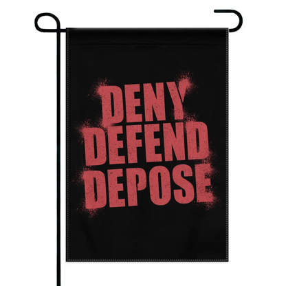 Deny,Defend and Depose Themed Spray Paint Text Effect Garden Decorative Flag - A Gift For Friend,Family,Colleagues,Roommates