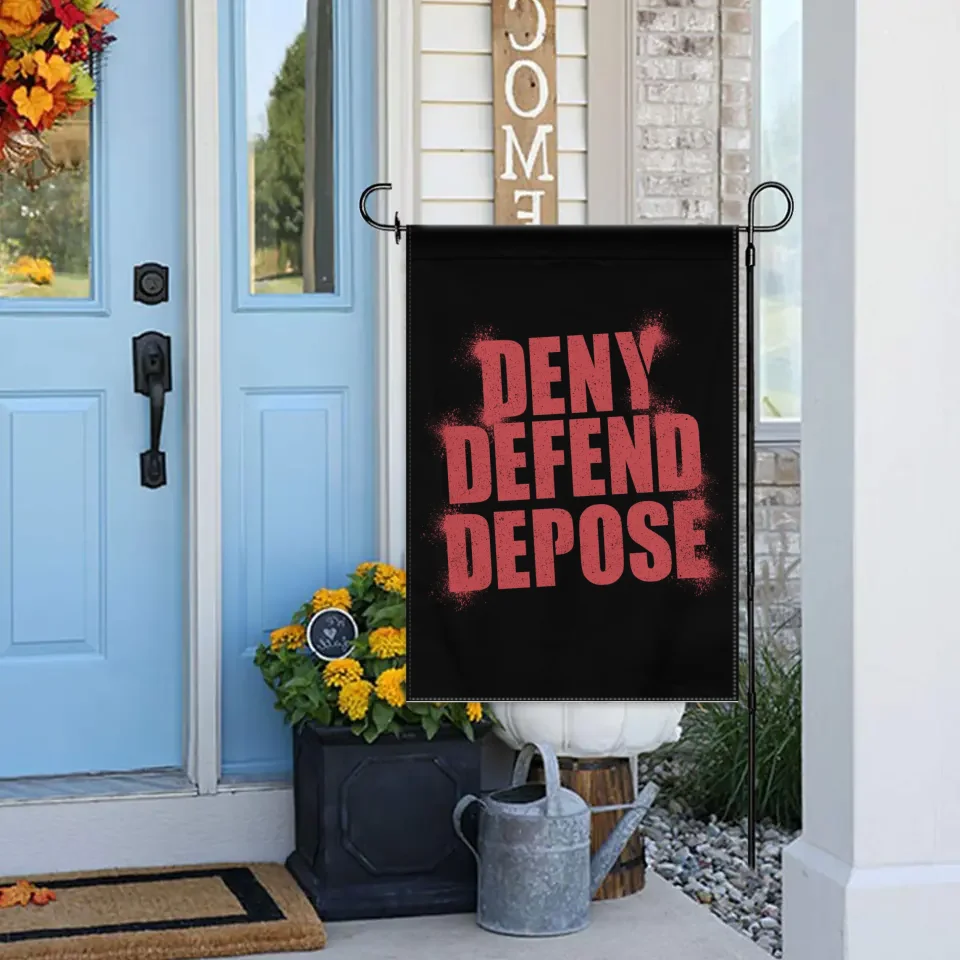 Deny,Defend and Depose Themed Spray Paint Text Effect Garden Decorative Flag - A Gift For Friend,Family,Colleagues,Roommates