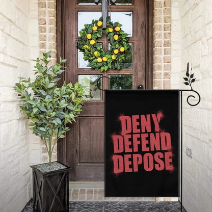 Deny,Defend and Depose Themed Spray Paint Text Effect Garden Decorative Flag - A Gift For Friend,Family,Colleagues,Roommates