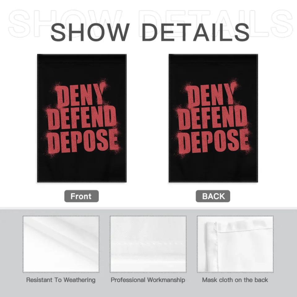 Deny,Defend and Depose Themed Spray Paint Text Effect Garden Decorative Flag - A Gift For Friend,Family,Colleagues,Roommates