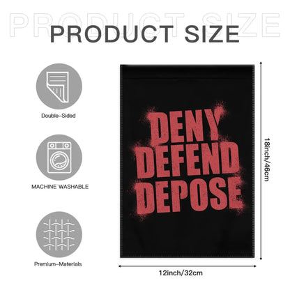 Deny,Defend and Depose Themed Spray Paint Text Effect Garden Decorative Flag - A Gift For Friend,Family,Colleagues,Roommates