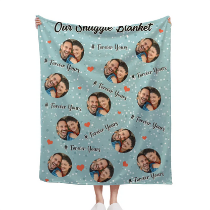 Customized Couple Snuggle Blanket - Personalized Couple's Photo and Custom Labeled Multicolor Flannel Blanket - A Gift For Boyfriend,Girlfriend,Husband,Wife