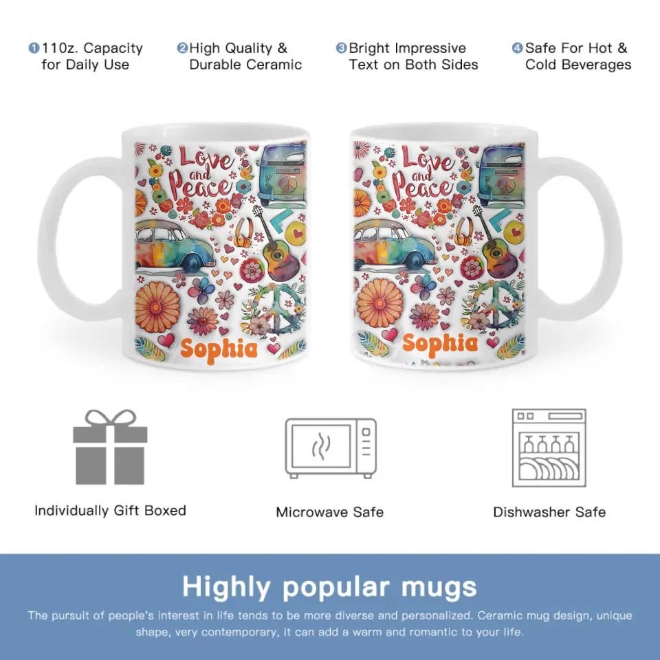 Hippie Soul - Personalized Hippie Accent Mug - Gifts for Friends and Family