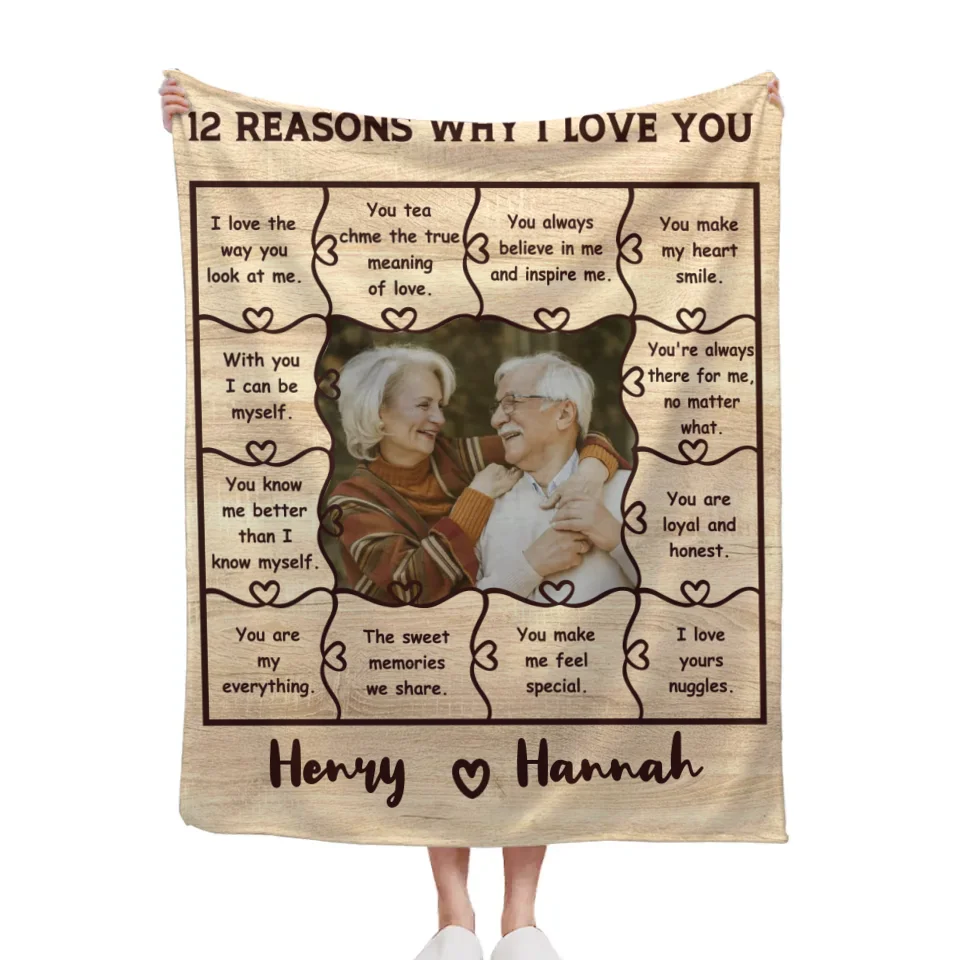 Customized Heartfelt Quotes Blanket - Personalized Sweet Memories Photo and Name Warm Flannel Couple Blanket - A Gift For Boyfriend,Girlfriend,Husband,Wife