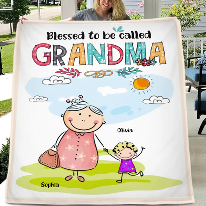 Grandma's Custom Blanket - Personalized title nicknames, names, and cartoon characters in a cozy blanket - A Gift For Grandma,Children,Family