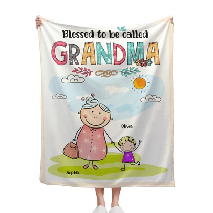 Grandma's Custom Blanket - Personalized title nicknames, names, and cartoon characters in a cozy blanket - A Gift For Grandma,Children,Family