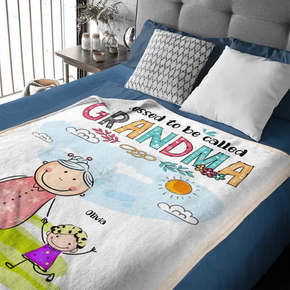 Grandma's Custom Blanket - Personalized title nicknames, names, and cartoon characters in a cozy blanket - A Gift For Grandma,Children,Family