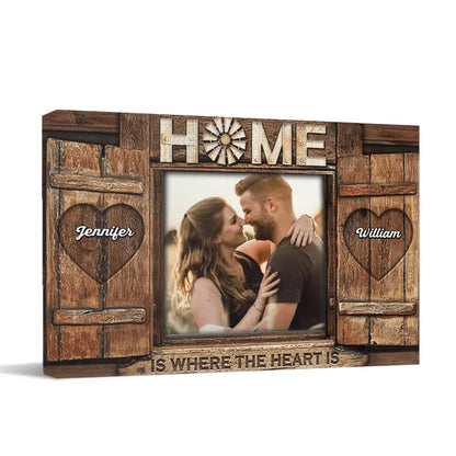 Home is where the heart is - Personalized Custom Pictures of Flag Canvas - Gifts for Couples, Husbands and Wives