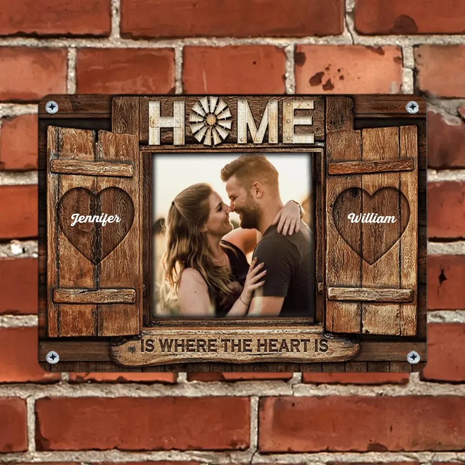 Home is where the heart is - Personalized Custom Pictures of Flag Canvas - Gifts for Couples, Husbands and Wives