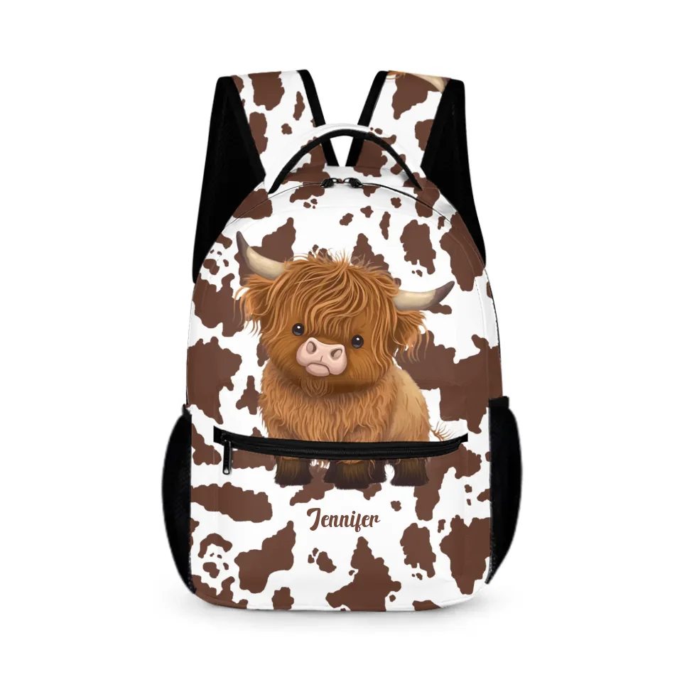 Kids Who Like Highland Cow - Personalized Highland Cow Name Custom Backpack - A Great Start To The School Year For Your Child!