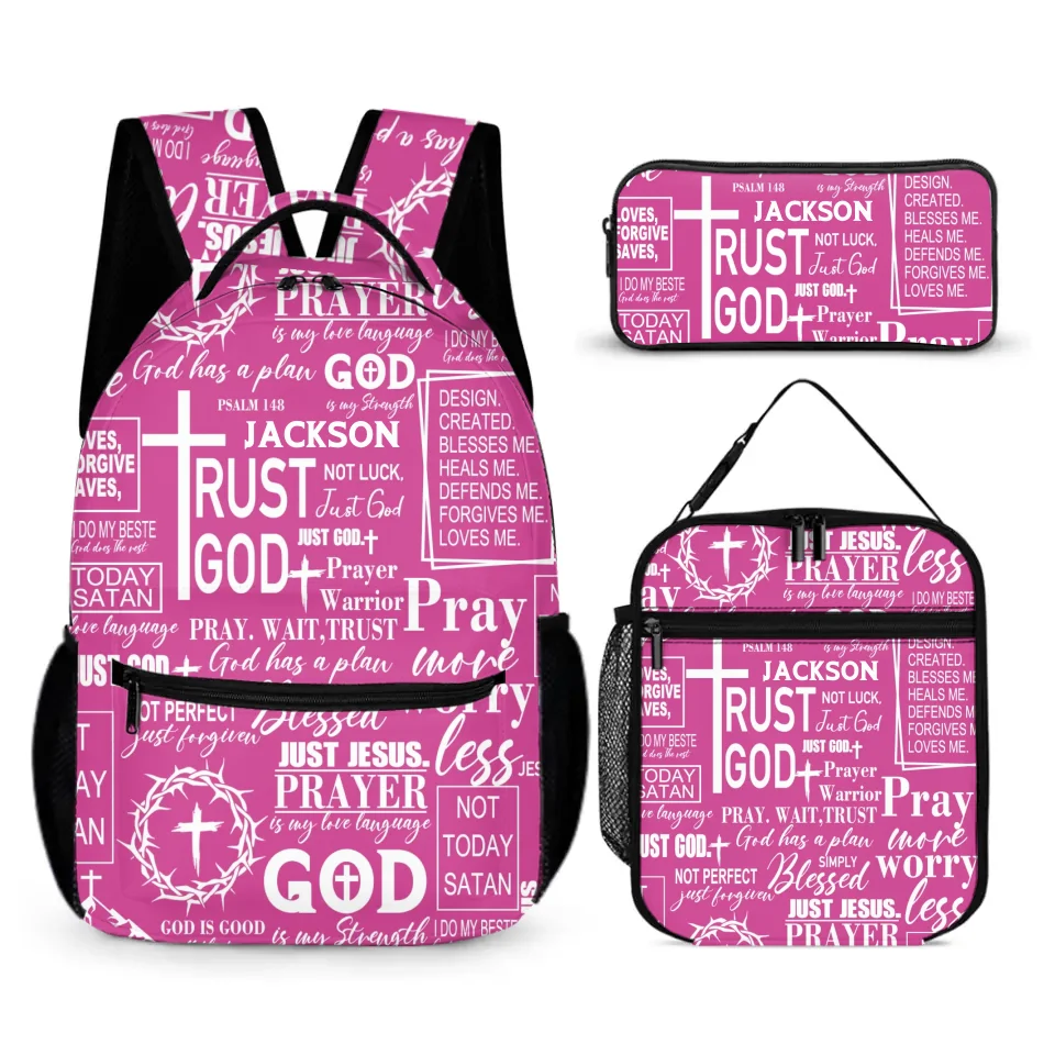 Customized Jesus Themed Backpack - Christian Style Backpack with Personalized Name - A Gift For Christian,Friend,Family,Classmate,Colleague