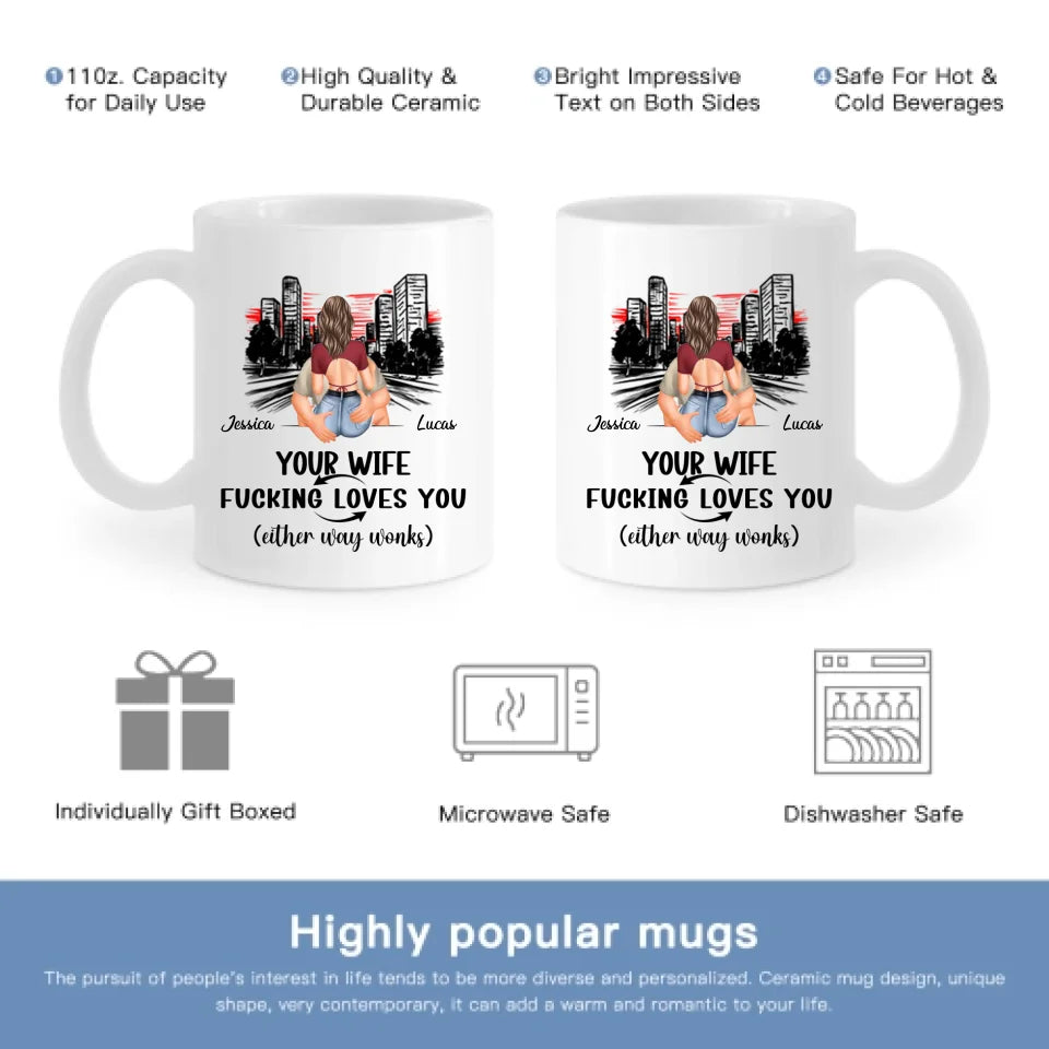 Customized Safe Driving Reminder Mug - Personalized Name and Character Safe Driving Themed Couple's Mug - A Gift For Husband,Boyfriend