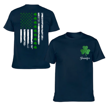 St. Patrick'S Day Flag Shamrock Personalized Name Custom Printed T-Shirt Sweatshirt - Gift For Family, Friends And Loved Ones