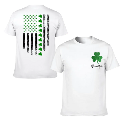 St. Patrick'S Day Flag Shamrock Personalized Name Custom Printed T-Shirt Sweatshirt - Gift For Family, Friends And Loved Ones