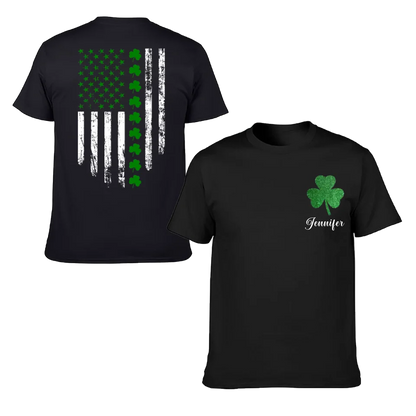 St. Patrick'S Day Flag Shamrock Personalized Name Custom Printed T-Shirt Sweatshirt - Gift For Family, Friends And Loved Ones