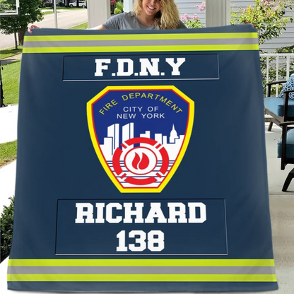 Customized Fire Theme Blankets - Personalized Firefighter Blankets with Fire Station Logos,Names and Numbers - A Gift For Firefighter,Wannabe Firefighters