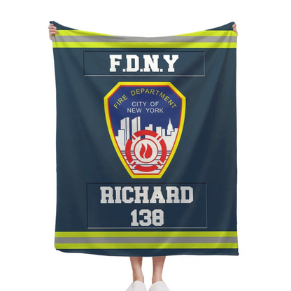 Customized Fire Theme Blankets - Personalized Firefighter Blankets with Fire Station Logos,Names and Numbers - A Gift For Firefighter,Wannabe Firefighters