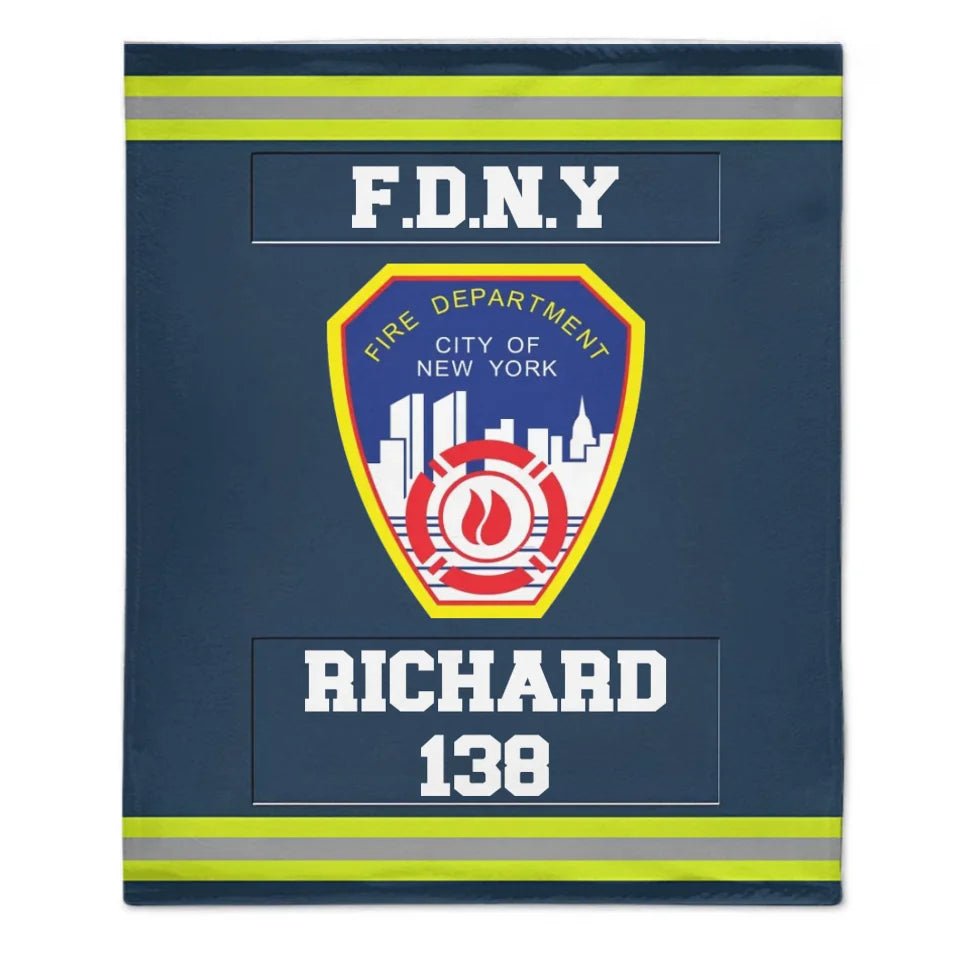 Customized Fire Theme Blankets - Personalized Firefighter Blankets with Fire Station Logos,Names and Numbers - A Gift For Firefighter,Wannabe Firefighters