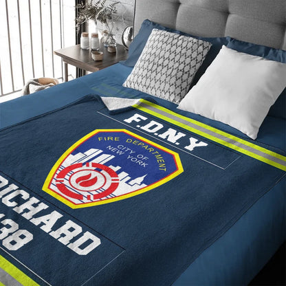 Customized Fire Theme Blankets - Personalized Firefighter Blankets with Fire Station Logos,Names and Numbers - A Gift For Firefighter,Wannabe Firefighters