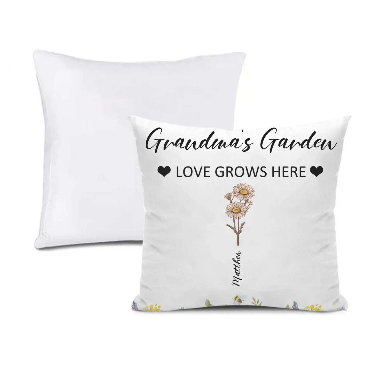 Customized Garden Themed Pillows - Personalized Birthday Flower and Name Bush Pattern Pillow - A Gift For Family,Friend,Flower Lovers