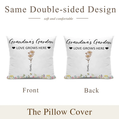 Customized Garden Themed Pillows - Personalized Birthday Flower and Name Bush Pattern Pillow - A Gift For Family,Friend,Flower Lovers