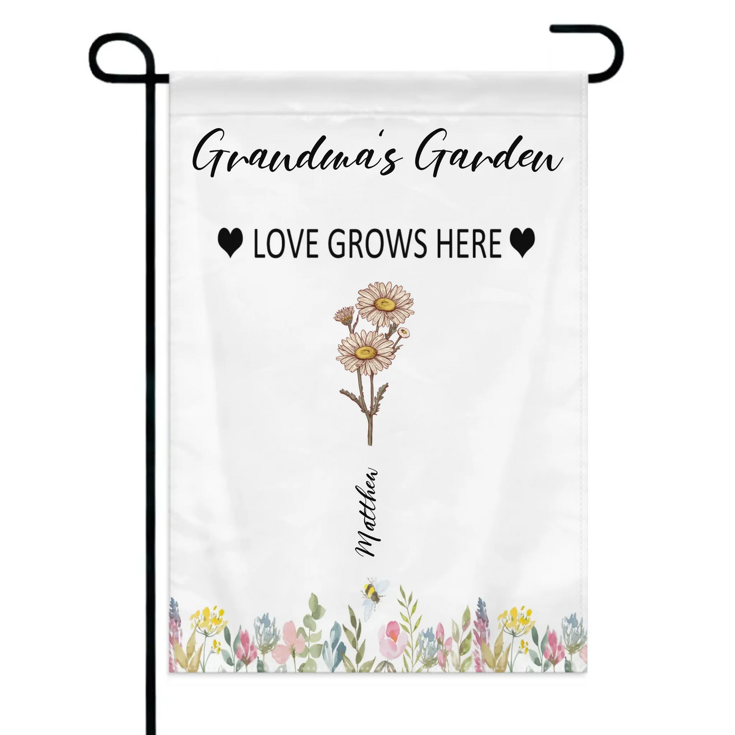 Customized Garden Themed Decorative Flags - Personalized Birthday Flower and Name Bush Pattern Flags - A Gift For Family,Friend,Flower Lovers