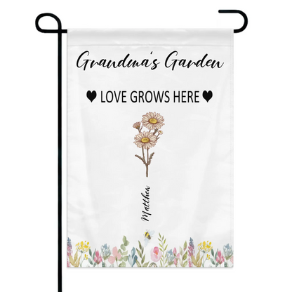 Customized Garden Themed Decorative Flags - Personalized Birthday Flower and Name Bush Pattern Flags - A Gift For Family,Friend,Flower Lovers