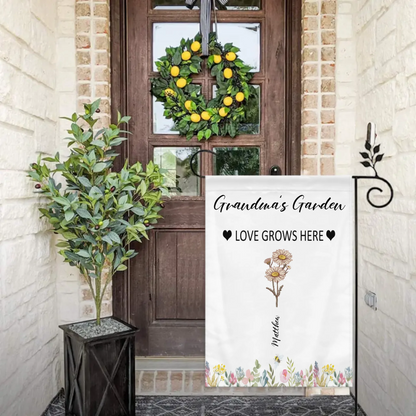 Customized Garden Themed Decorative Flags - Personalized Birthday Flower and Name Bush Pattern Flags - A Gift For Family,Friend,Flower Lovers