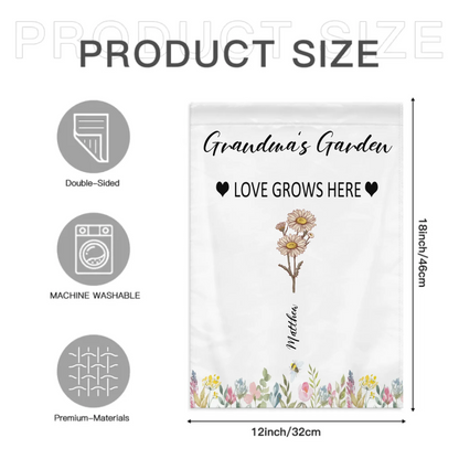 Customized Garden Themed Decorative Flags - Personalized Birthday Flower and Name Bush Pattern Flags - A Gift For Family,Friend,Flower Lovers